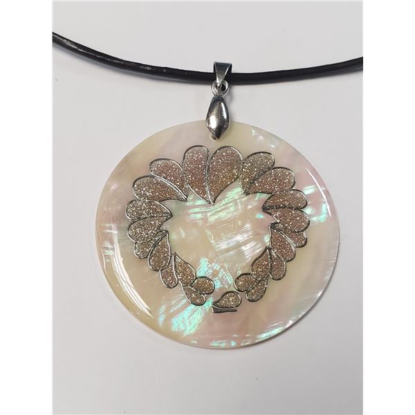 BZ1754-22 SILVER MOTHER OF PEARL NECKLACE