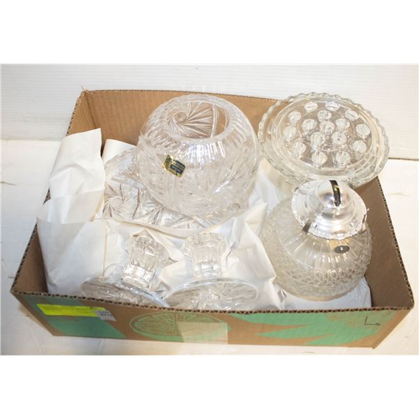 VINTAGE CRYSTAL PIECES- LOT OF 6 ASSORTED