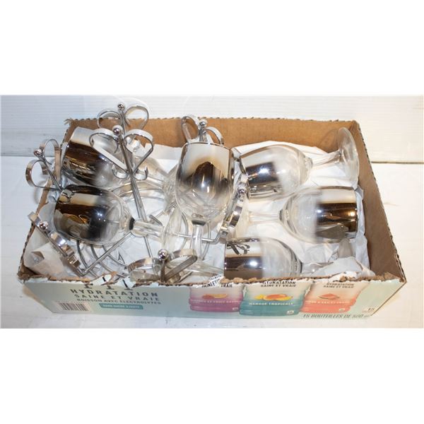 VINTAGE QUEENS LUSTREWARE OMBRE WINE GLASSES-