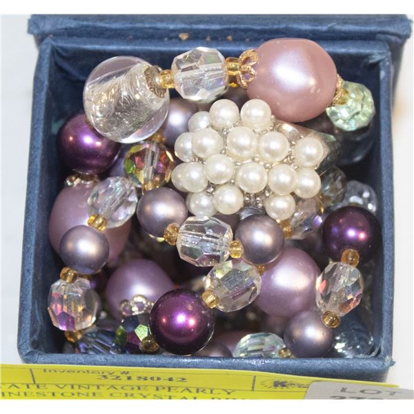 ESTATE VINTAGE PEARLY RHINESTONE CRYSTAL RING,