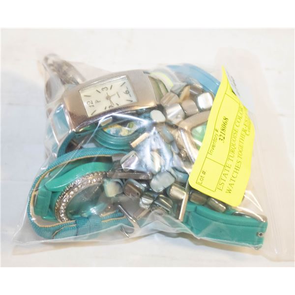 ESTATE TURQUOISE COLOR WATCHES TOGETHER-ESTATE
