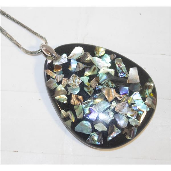 ESTATE ABALONE LARGE PENDANT WITH HALLMARKED