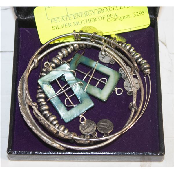 ESTATE ENERGY BRACELETS & 925 SILVER MOTHER OF PEA
