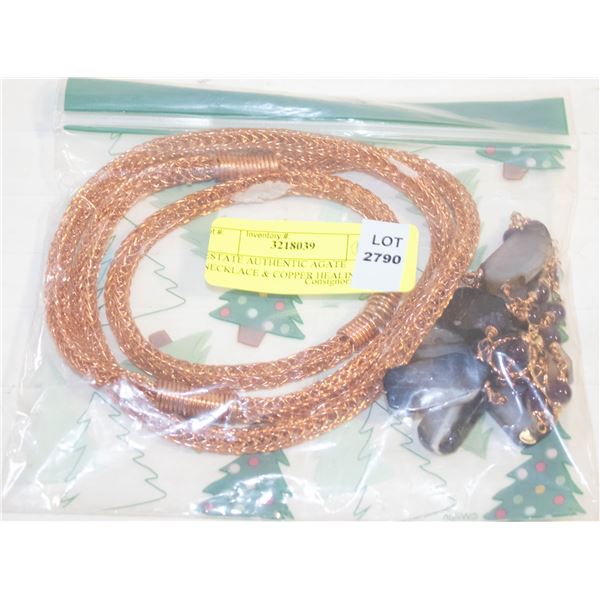 ESTATE AUTHENTIC AGATE NECKLACE & COPPER HEALING
