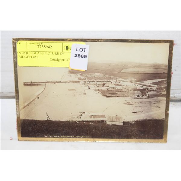 ANTIQUE GLASS PICTURE OF BRIDGEPORT
