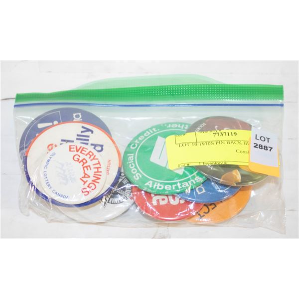 LOT 10 1970S PIN BACK BUTTONS