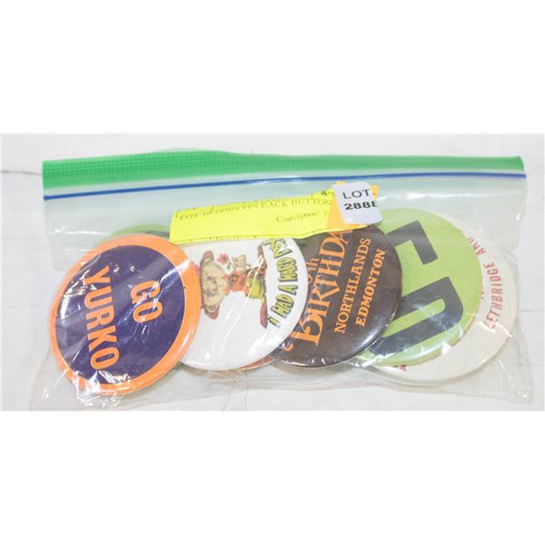 LOT 10 1970S PIN BACK BUTTONS