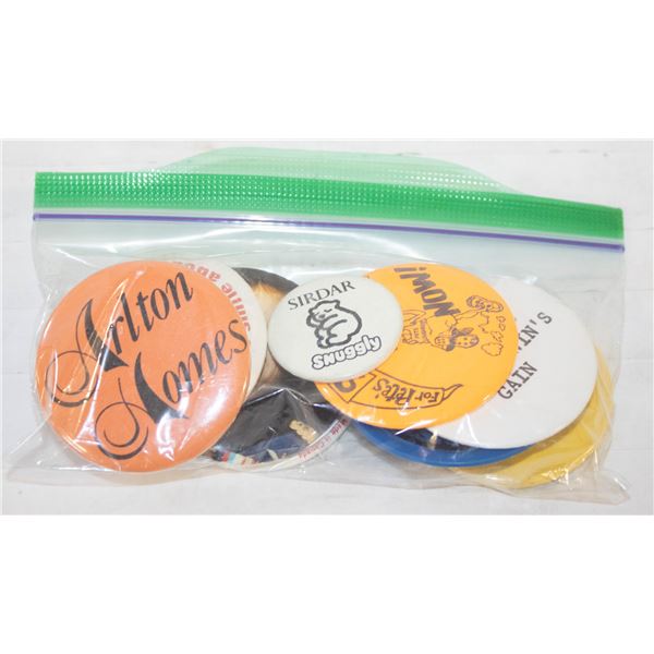 LOT 10 1970S PIN BACK BUTTONS