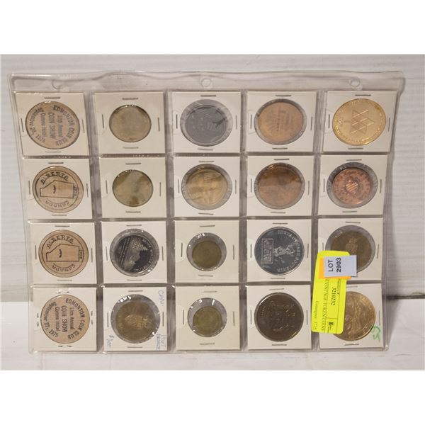 LOT OF 20 VINTAGE TOKEN COINS