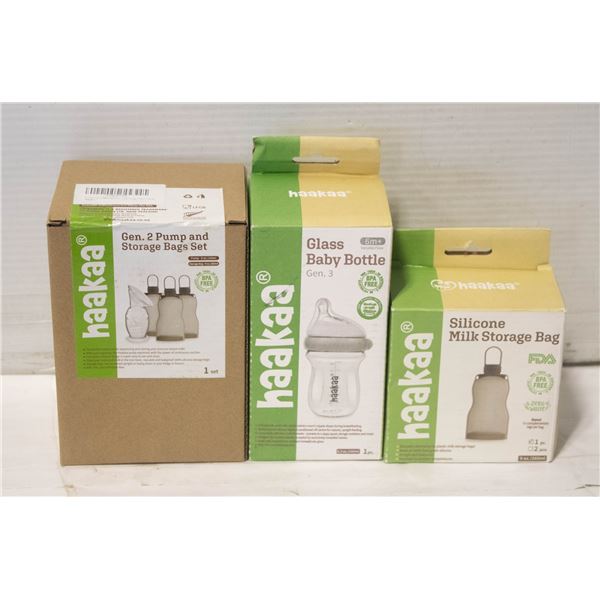 NEW 3 BOXES HAAKAA SILICONE, GLASS & PUMP