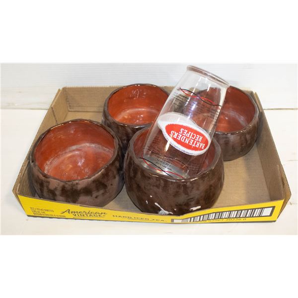 SET OF 4 HANDMADE CERAMIC POTS