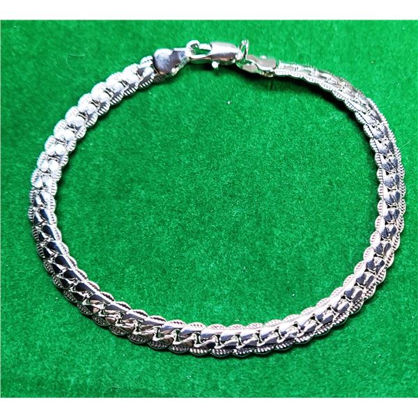 12)  SILVER TONE FLAT HERRINGBONE .25" WIDE, 8"