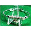 Image 1 : 11)  SILVER TONE ADJUSTABLE BANGLE BRACELET WITH