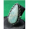 Image 1 : 19)  NATURAL PEAR SHAPED LARIMAR SIZE 5.25 RING WI