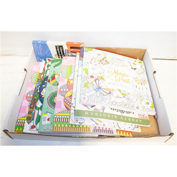 ADULT COLOURING BOOK & PENCILS