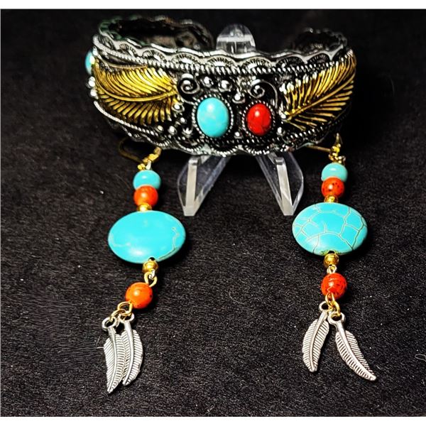 6)  CUFF STYLE 1.5" WIDE BRACELET WITH SILVER & G