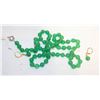 Image 1 : 16)  NATURAL 25" JADE NECKLACE AND MATCHING DROP