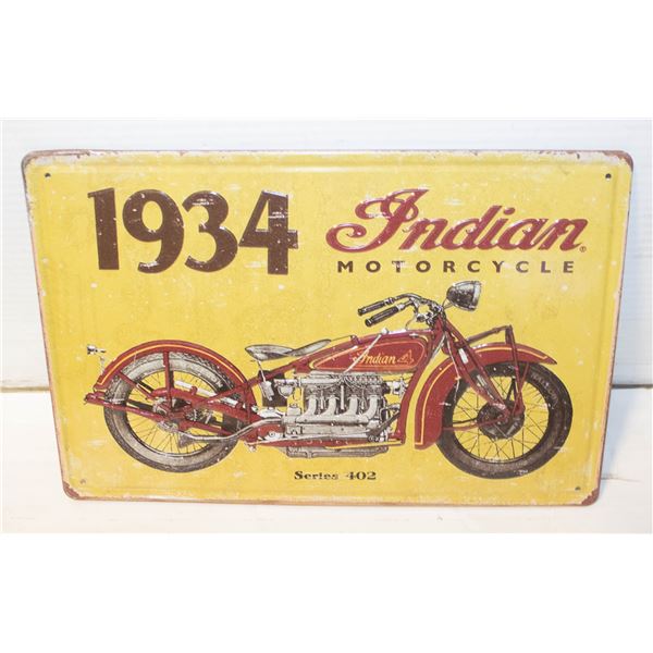 1934 INDIAN MOTORCYCLE METAL SIGN