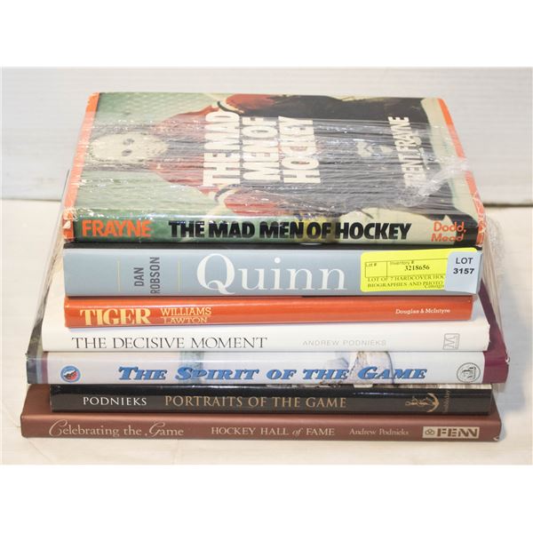 LOT OF 7 HARDCOVER HOCKEY BIOGRAPHIES AND PHOTO