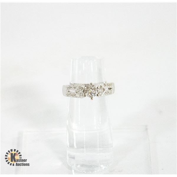 APPRAISED 14K WHITE GOLD DIAMOND RING SIZE 6