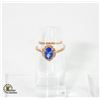Image 1 : 10KT ROSE GOLD OVAL TANZANITE DIAMOND RING SZ 6