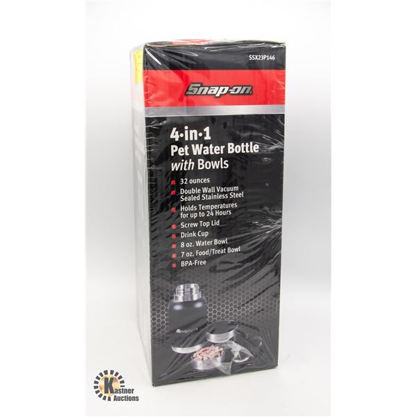 SNAP-ON 4 IN1 PET WATER BOTTLE WITH BOWLS BNIB