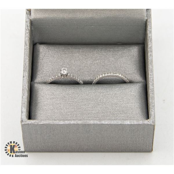 14K WHITE GOLD CANADIAN DIAMOND RING SET SIZE 4.5