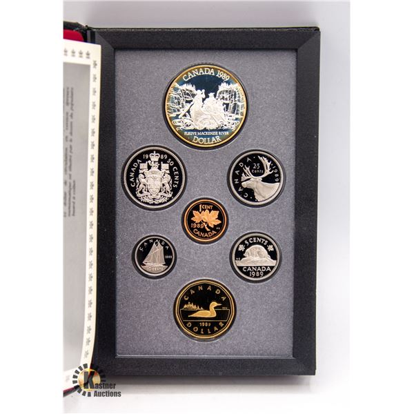1989 ROYAL CANADIAN MINT PROOF SET 7 COINS W. COA