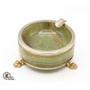 Image 1 : VINTAGE SOLID GREEN ONYX ASHTRAY CLAWFOOT, HEAVY
