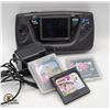 Image 1 : SEGA GAME GEAR W/ ADAPTER & 3 GAMES, AS IS