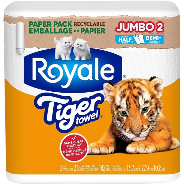 BRAND NEW ROYALE TIGER TOWEL 2 PACK OF PAPER TOWEL