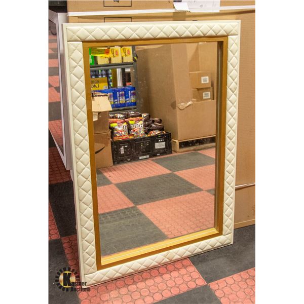 NEW 28"X40" UPHOLSTERED FRAMED MIRROR