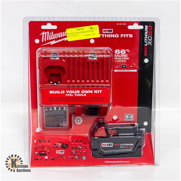 MILWAKEE M18 CHARGER & M18 RED LITHIUM