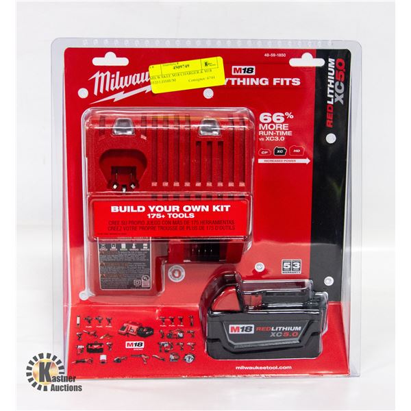 MILWAKEE M18 CHARGER & M18 RED LITHIUM