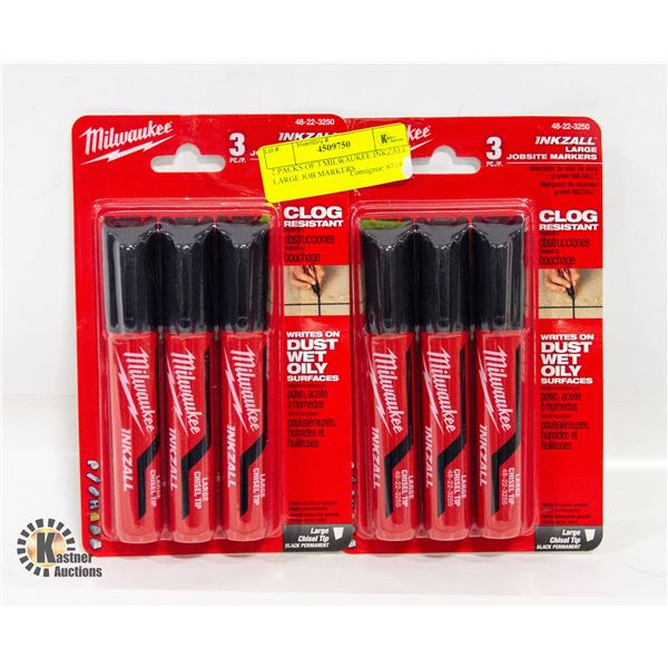 2 PACKS OF 3 MILWAUKEE INKZALL LARGE JOB MARKERS