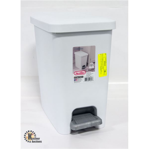 NEW STERILITE 10.2 LITRE RETANGULAR STEP-ON WASTE
