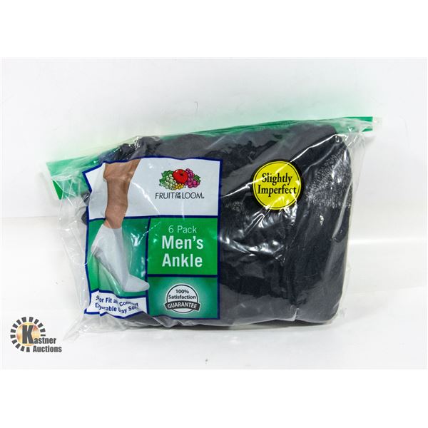 ANKLE SOCKS BLACK 6-12 SIZE FRUIT OF LOOM