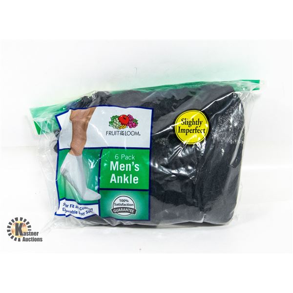 ANKLE SOCKS BLACK 6-12 SIZE FRUIT OF LOOM