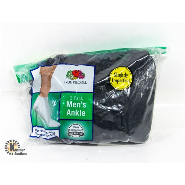 ANKLE SOCKS BLACK 6-12 SIZE FRUIT OF LOOM