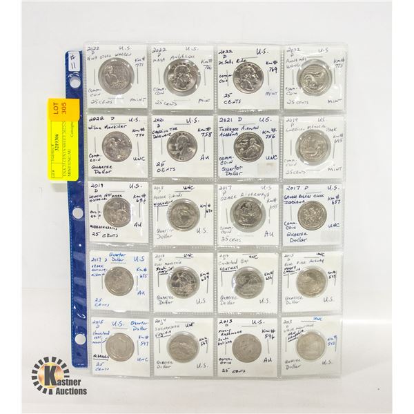 USA 25 CENTS SHEET 2022-2013 MINT/UNC/AU