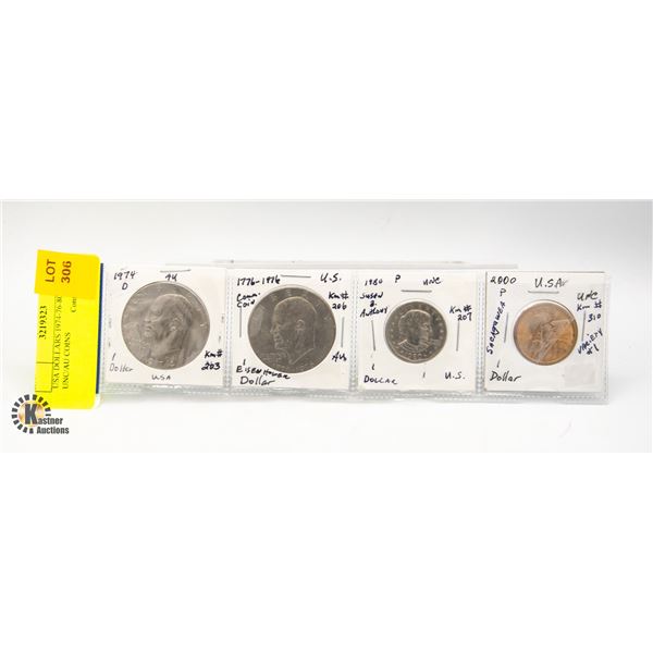 USA DOLLARS 1974-76-80 + 2000 UNC/AU COINS