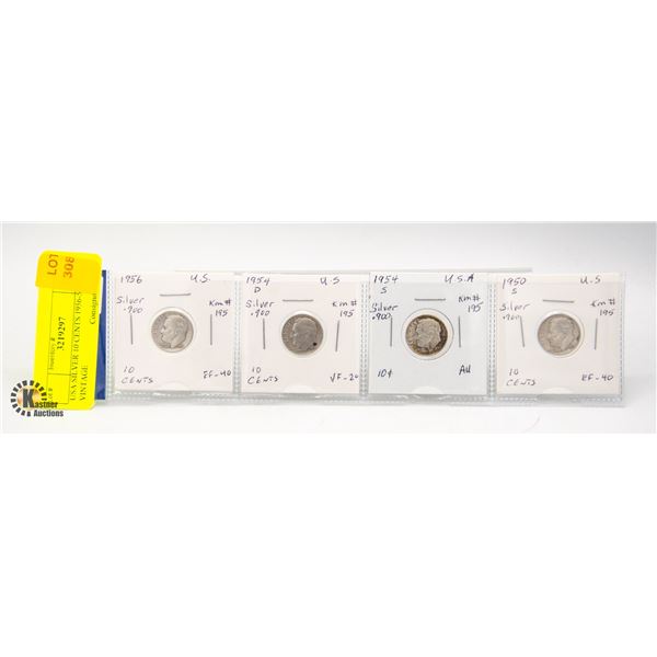 USA SILVER 10 CENTS 1956-54X2-50 VINTAGE