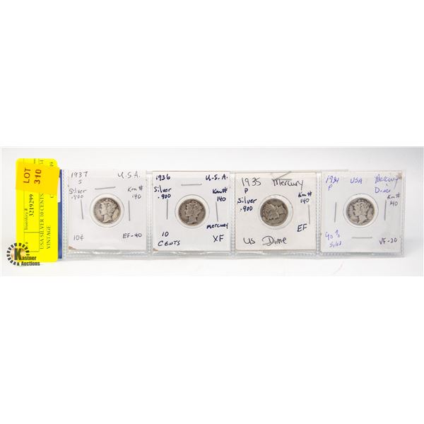 USA SILVER 10 CENTS 1937-36-35-34 VINTAGE