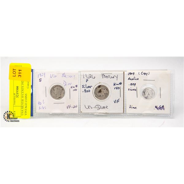 USA SILVER 10 CENTS 1929-26-09 VINTAGE COINS