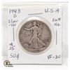 Image 1 : USA SILVER 1943D 50 CENTS VF-20 COIN