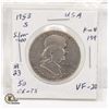 Image 1 : USA SILVER 1953 50 CENTS VF-20 COIN