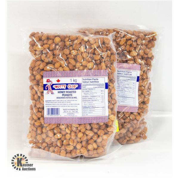 2 1KG BAGS ROASTED PEANUTS NUTTY CLUB