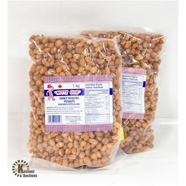 2 1KG BAGS ROASTED PEANUTS NUTTY CLUB