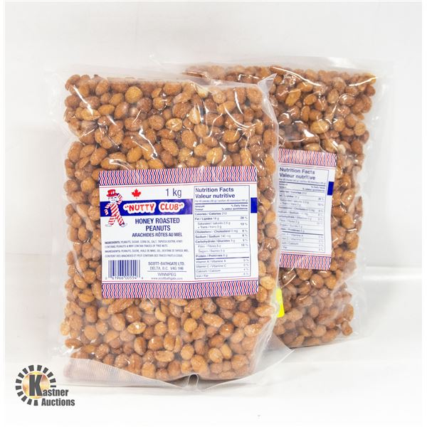 2 1KG BAGS ROASTED PEANUTS NUTTY CLUB