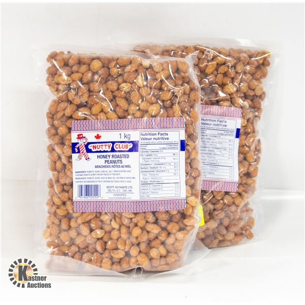 2 1KG BAGS ROASTED PEANUTS NUTTY CLUB